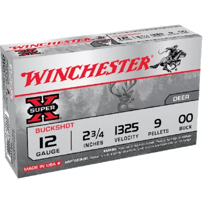 Winchester super x 12ga 2 3/4 1325fps 9 pellets 00buck Winchester super x 12ga 2 3/4 1325fps 9 pellets 00buck