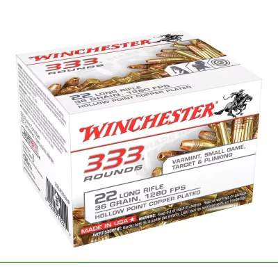 Winchester 22 LR 36gr 1280 Fps Hollow Point Copper Plated 333 Rounds Winchester 22 LR 36gr 1280 Fps Hollow Point Copper Plated 333 Rounds