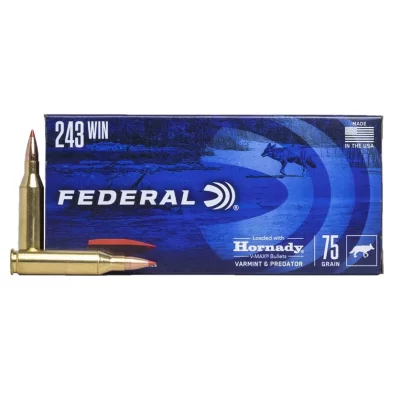 Federal 243 Win 75gr Hornady V-Max Bullet Varming & Predator Federal 243 Win 75gr Hornady V-Max Bullet Varming & Predator