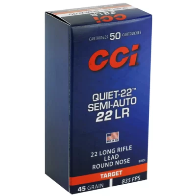 Cci quiet-22 semi-auto 22 lr - 22 long rifle lead round nose 45gr 835fps Cci quiet-22 semi-auto 22 lr - 22 long rifle lead round nose 45gr 835fps