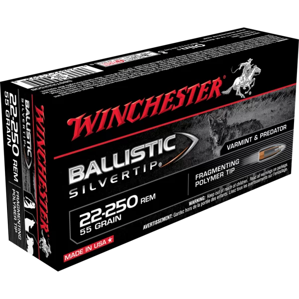 Winchester 22-250 Rem 55gr Ballistic Silvertip Fragmenting polymer tip